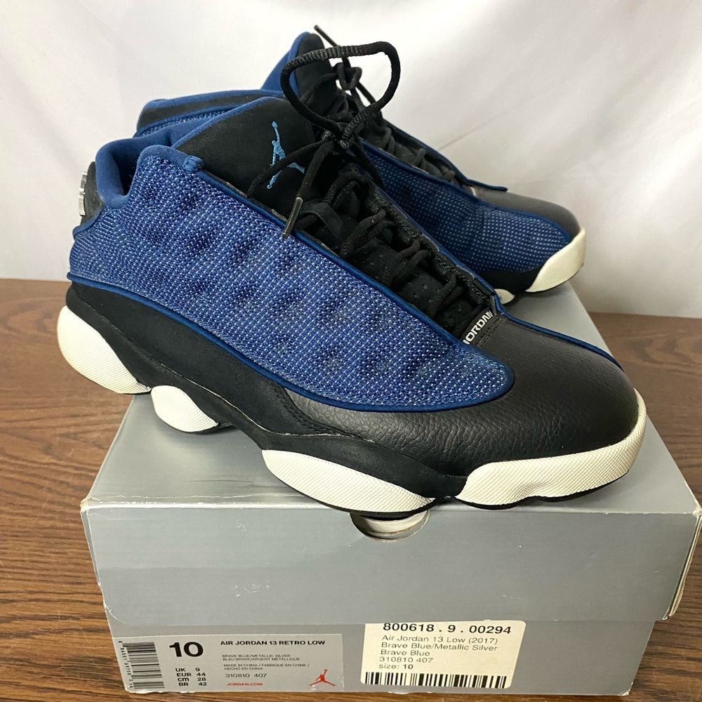 Air Jordan Retro 13 Brave Blue Lows Mens Sneakers Black Silver Size 10 Bulls